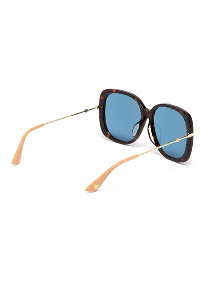 Shop Gucci Metal Temple Tortoiseshell Acetate Butterfly Sunglasses