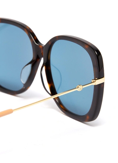 Shop Gucci Metal Temple Tortoiseshell Acetate Butterfly Sunglasses