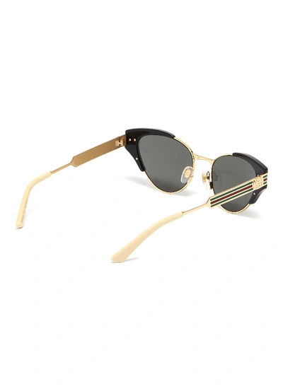 Shop Gucci Web Stripe Temple Metal Cat Eye Sunglasses