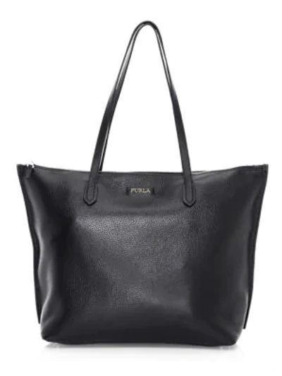 Shop Furla Large Luce Leather Tote In Onyx