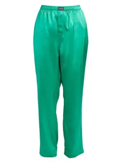 Shop Balenciaga Satin Pajama Pants In Emerald Multi