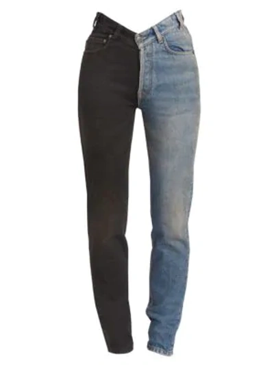 Shop Balenciaga Two-tone Jeans In Rust Indigo