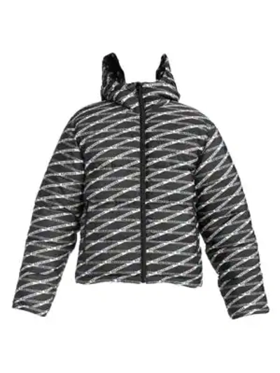Shop Balenciaga Logo Puffer Jacket In Grey