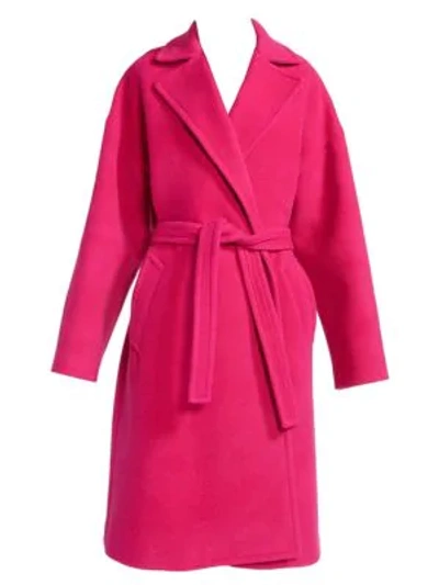 Shop Balenciaga Women's Wrapped Wool-blend Trench Coat In Fuchsia