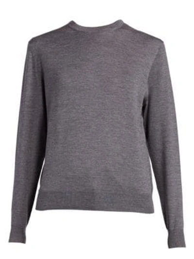 Shop Balenciaga Wool Logo Back Crewneck Sweater In Heather Grey Black