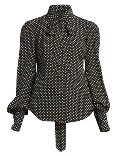 Shop Marc Jacobs The Polka Dot Tieneck Blouse In Black Ivory