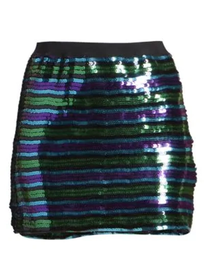 Shop Marc Jacobs The Disco Sequin Stripe Mini Skirt In Purple Multi