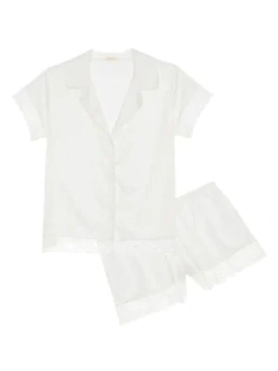 Shop Eberjey One & Only 2-piece Satin Pajama Set In Ivory