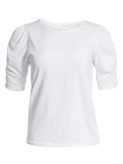 Shop Frame Puff-sleeve Cotton Tee In Blanc