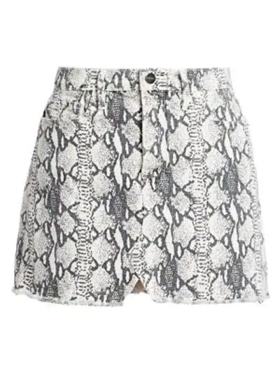 Shop Frame Le Mini Python-print Skirt In Gris Multi