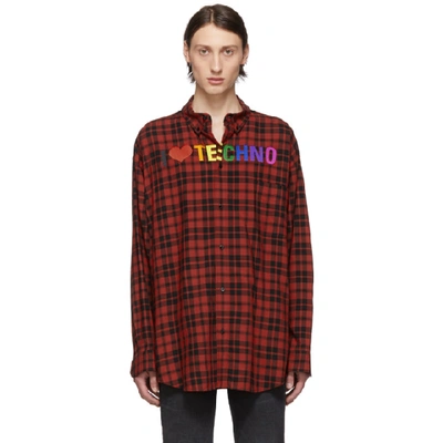 Shop Balenciaga Red & Black 'i Love Techno' Normal Fit Shirt
