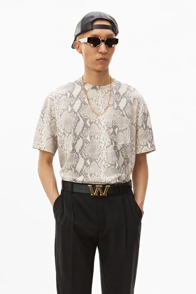 Shop Alexander Wang Snake Print High Twist T-shirt In Ecru