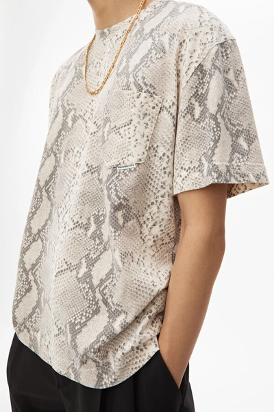 Shop Alexander Wang Snake Print High Twist T-shirt In Ecru