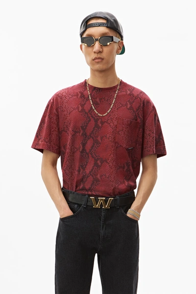 Shop Alexander Wang Snake Print High Twist T-shirt In Red