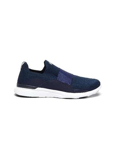 Shop Apl Athletic Propulsion Labs 'techloom Bliss' Knit Slip-on Sneakers In Navy / White