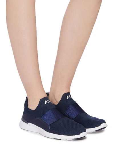 Shop Apl Athletic Propulsion Labs 'techloom Bliss' Knit Slip-on Sneakers In Navy / White