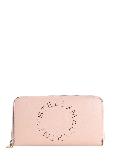 Shop Stella Mccartney Logo Zip Around Wallet In Pink