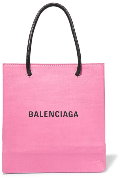 Shop Balenciaga Xxs Printed Textured-leather Tote In Pink