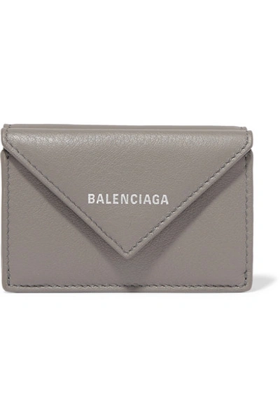 Shop Balenciaga Papier Mini Printed Textured-leather Wallet In Gray