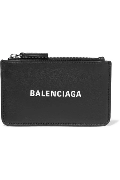 Shop Balenciaga Everyday Printed Textured-leather Wallet In Black