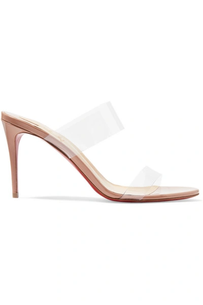 Shop Christian Louboutin Just Nothing 85 Pvc And Patent-leather Mules In Neutral