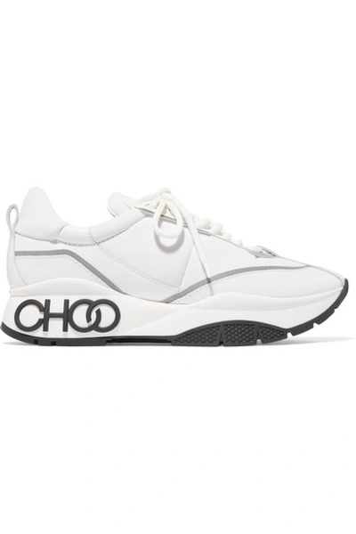 Shop Jimmy Choo Raine Leather And Neoprene Sneakers