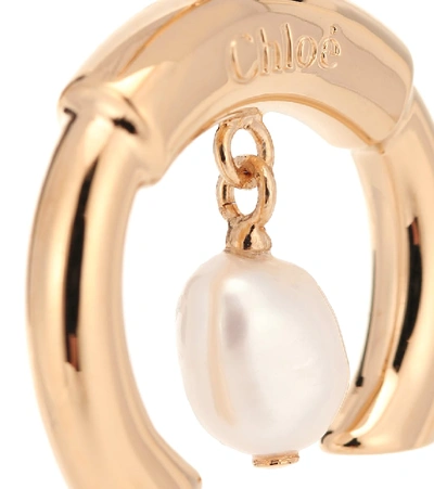 Shop Chloé Pearl Drop Earrings In Gold