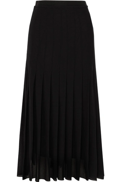Shop Jil Sander Pleated Georgette Midi Skirt In Black