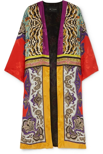 Shop Etro Printed Silk-jacquard Jacket In Red