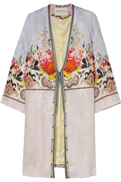 Shop Etro Printed Satin Robe In Lilac