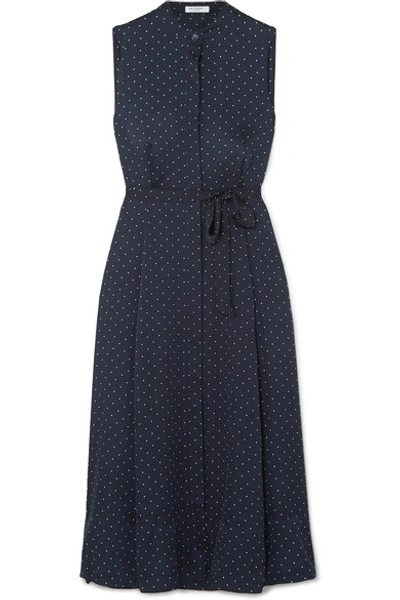 Shop Equipment Clevete Polka-dot Crepe Midi Dress In Navy