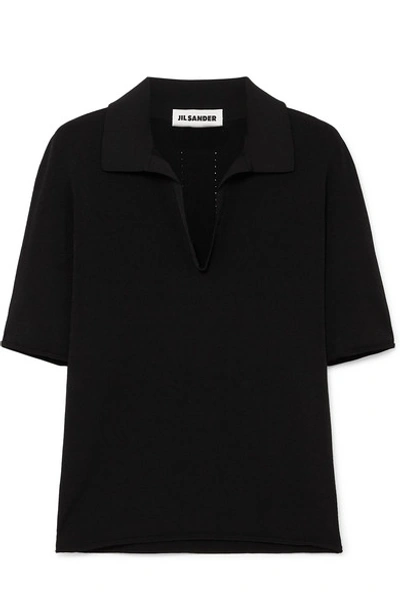 Shop Jil Sander Stretch-jersey Polo Shirt In Black