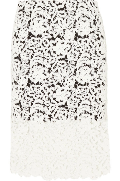 Shop Chloé Crocheted Cotton-blend Lace Skirt In White