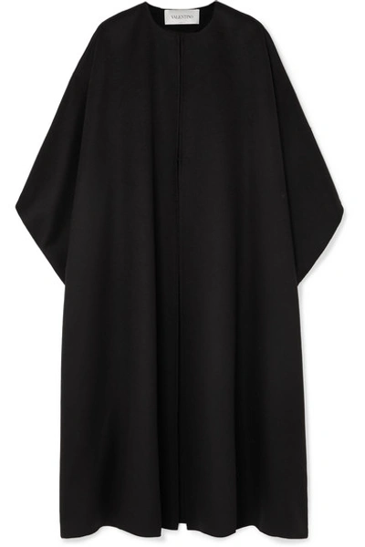 Shop Valentino Wool And Cashmere-blend Cape In Black