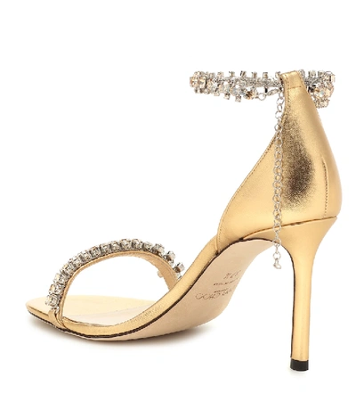 Shop Jimmy Choo Shiloh 85 Metallic Leather Sandals In Gold