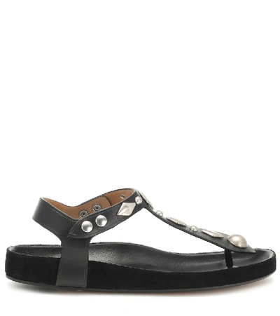 Shop Isabel Marant Enavy Embellished Leather Sandals In Black