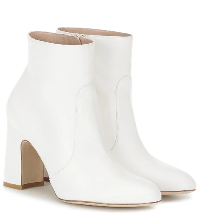 Shop Stuart Weitzman Nell Leather Ankle Boots In White
