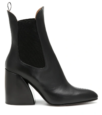 Shop Chloé Wave Leather Ankle Boots In Black