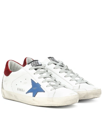 Shop Golden Goose Superstar Leather Sneakers In White