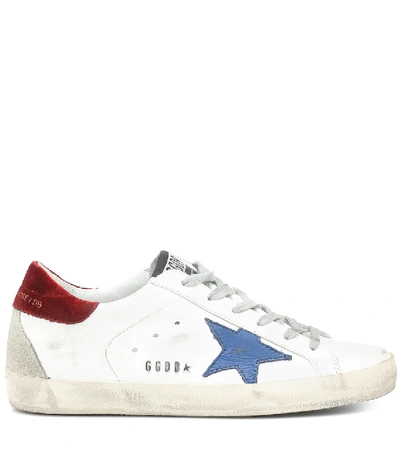 Shop Golden Goose Superstar Leather Sneakers In White