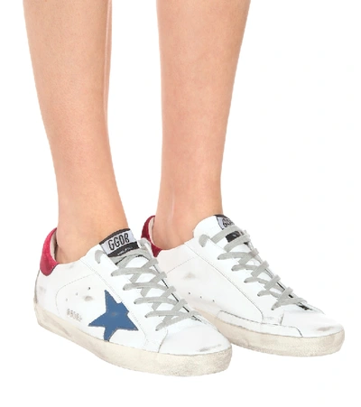 Shop Golden Goose Superstar Leather Sneakers In White