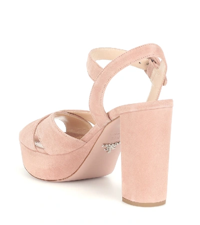 Shop Prada Suede Platform Sandals In Pink