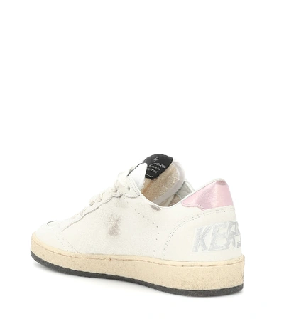 Shop Golden Goose Ball Star Leather Sneakers In White