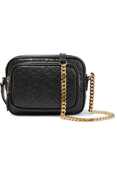 Shop Burberry Embossed Leather Shoulder Bag In Black