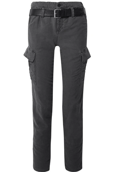 Shop Rta Sallinger Belted Cotton-twill Cargo Pants In Dark Gray
