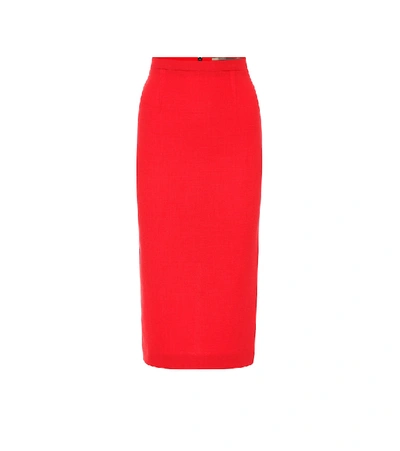 Shop Roland Mouret Arreton Wool-crêpe Pencil Skirt In Red