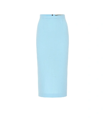 Shop Roland Mouret Arreton Wool-crêpe Pencil Skirt In Blue