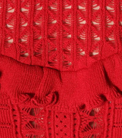 Shop Self-portrait Cotton Sweater In Red