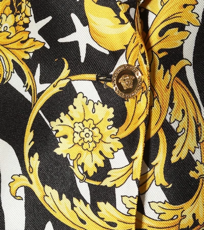 Shop Versace Printed Silk Twill Blazer In Yellow