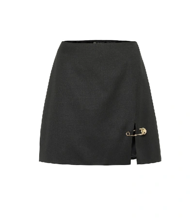 Shop Versace Safety Pin Miniskirt In Black